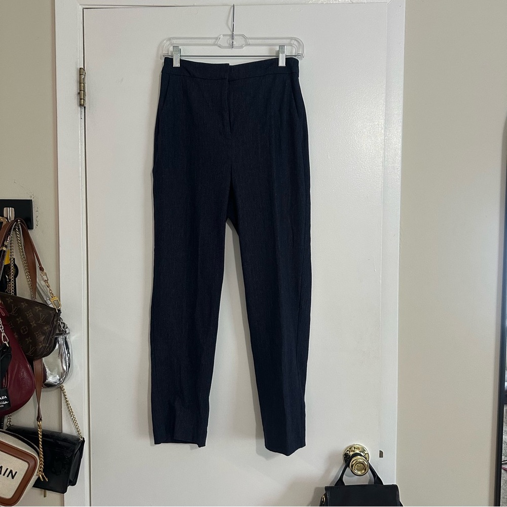express fake denim look ankle work pants